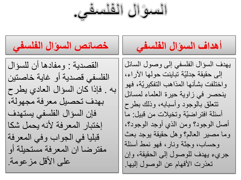 تعريف السؤال الفلسفي - بما يهدف السوال الفلسفي 11395